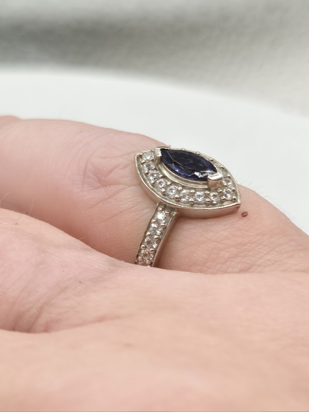 NWT Rare Iolite Marquis Halo Ring - Picture 7 of 8